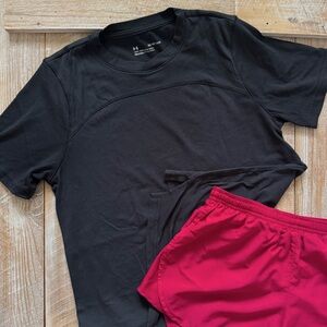 Under Armour Black Full Length Relaxed Fit Cotton Blend Athletic Tee